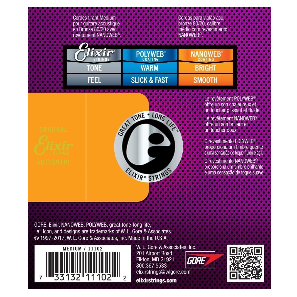 Elixir - 13-56 Acoustic 80/20 Bronze with NANOWEB Coating - Medium 11102