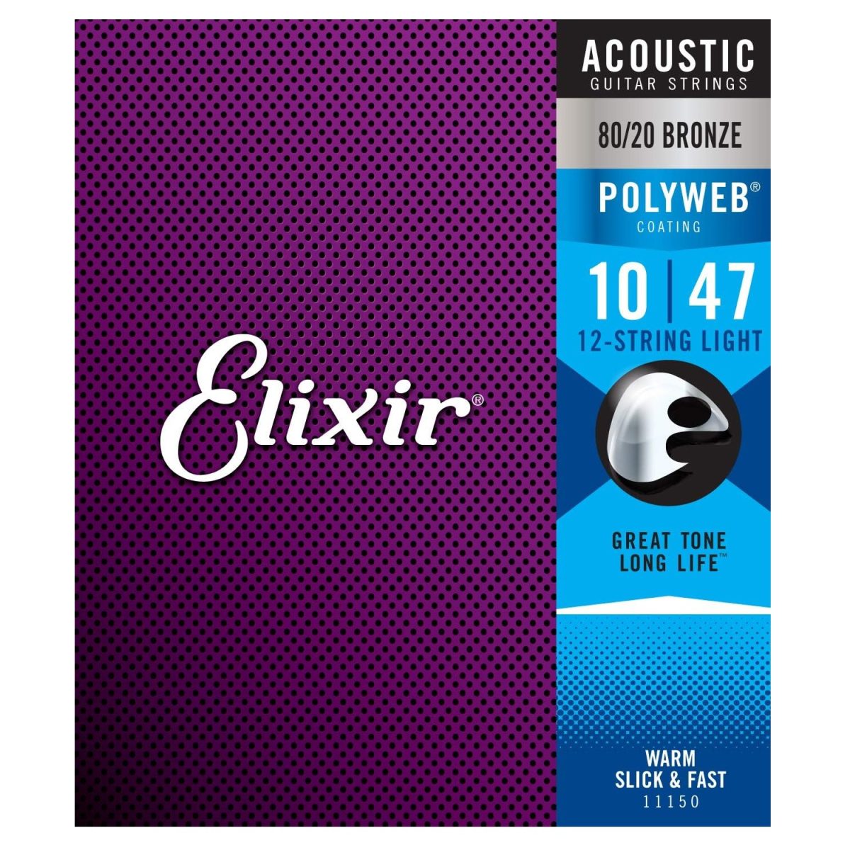 Elixir - 12-String 10-47 Acoustic 80/20 Bronze with POLYWEB Coating - Light 11150