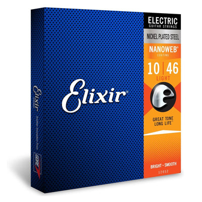 Elixir – 10-46 Electric Nickel Plated Steel w/ NANOWEB Coating – Light 12052