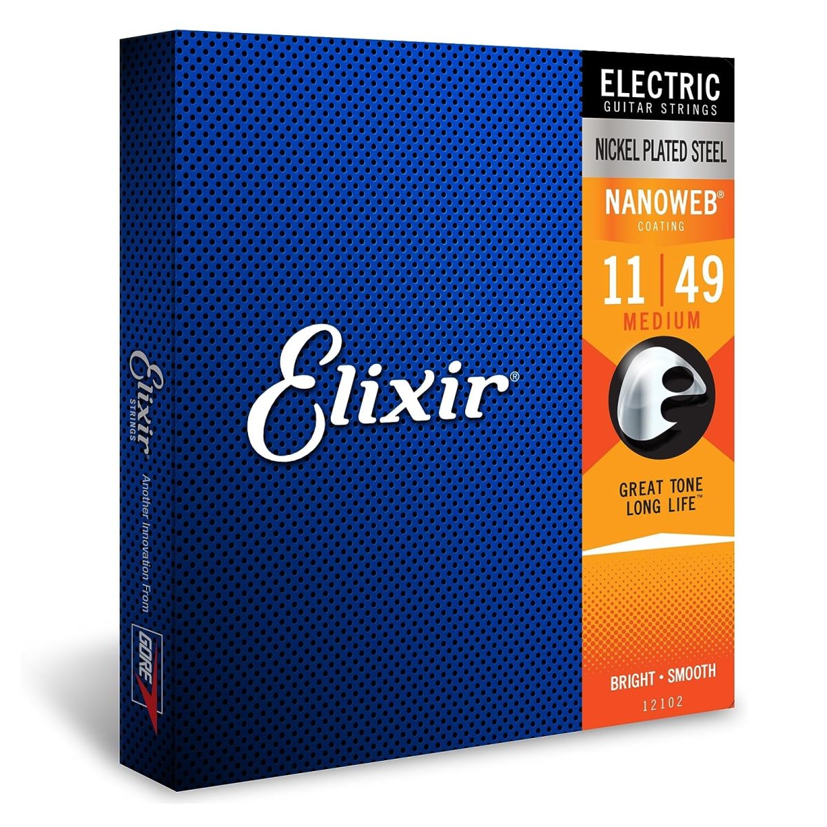 Elixir – 11-49 Electric Nickel Plated Steel w/ NANOWEB Coating – Medium 12102