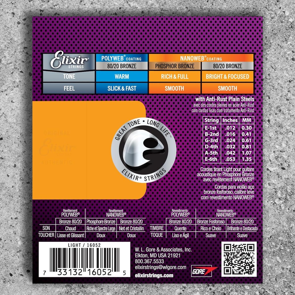 Elixir - 12-53 Phosphor Bronze Light with Nanoweb Coating - 16052