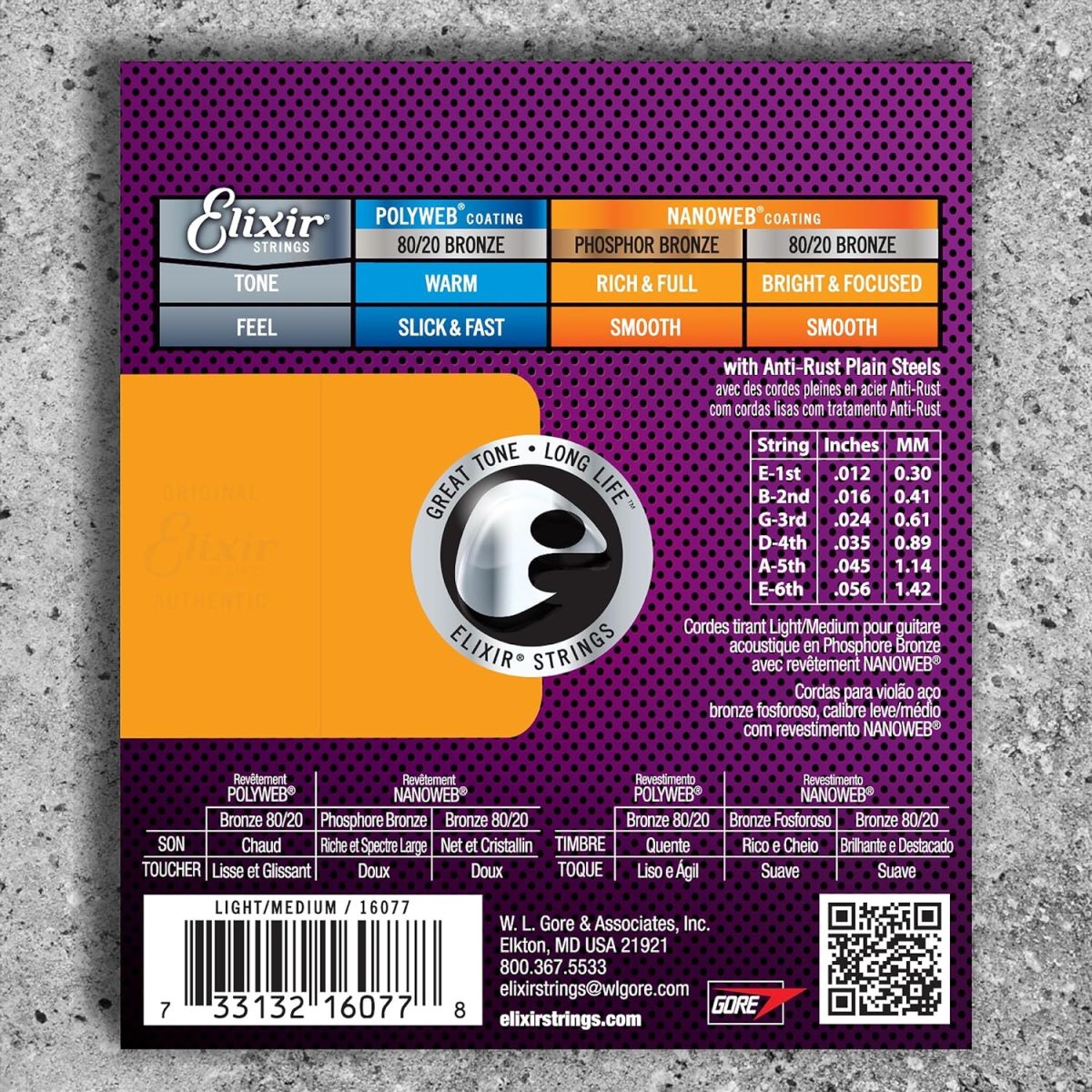 Elixir - 12-56 Phosphor Bronze Custom Light Medium with Nanoweb Coating - 16077