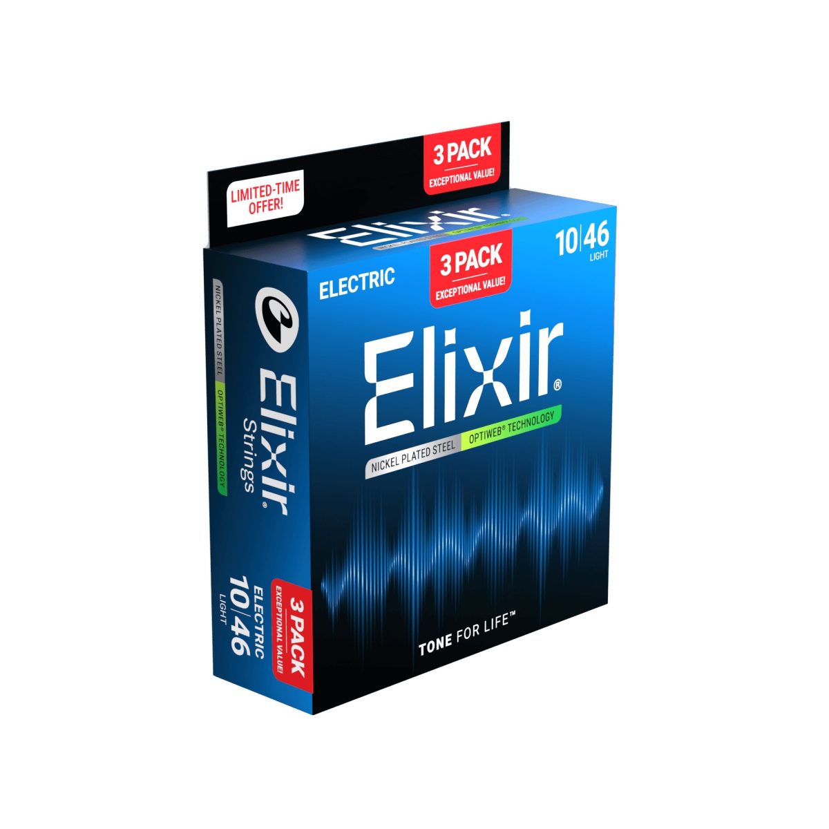 Elixir - 3-Pack 10-46 Electric Nickel Plated Steel with OPTIWEB Coating - Light #16572