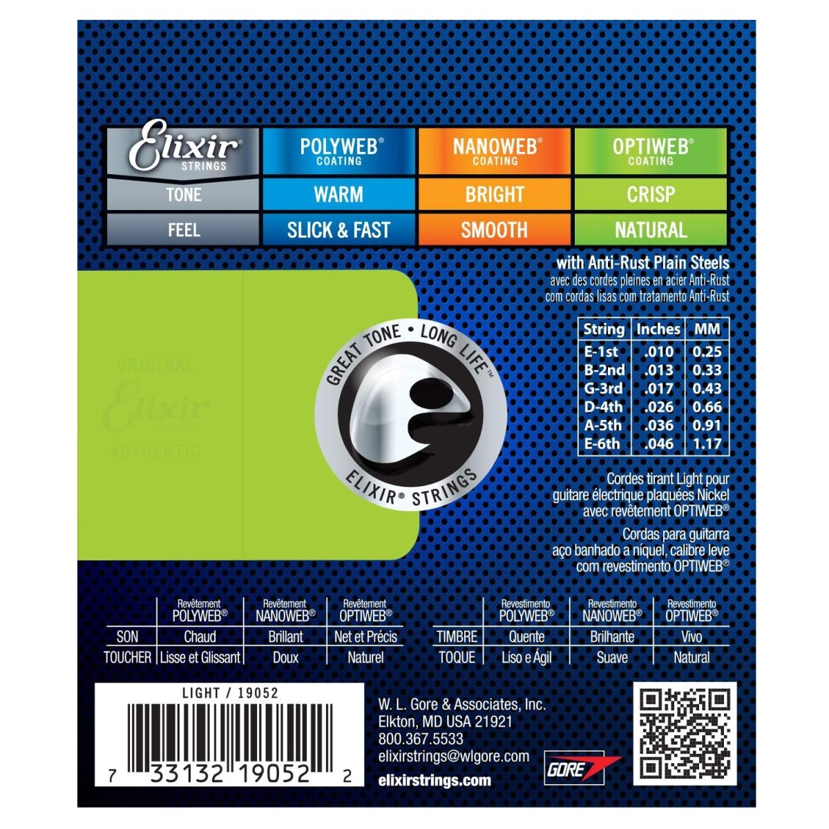 Elixir - 10-46 Electric Nickel Plated Steel with OPTIWEB Coating - Light 19052