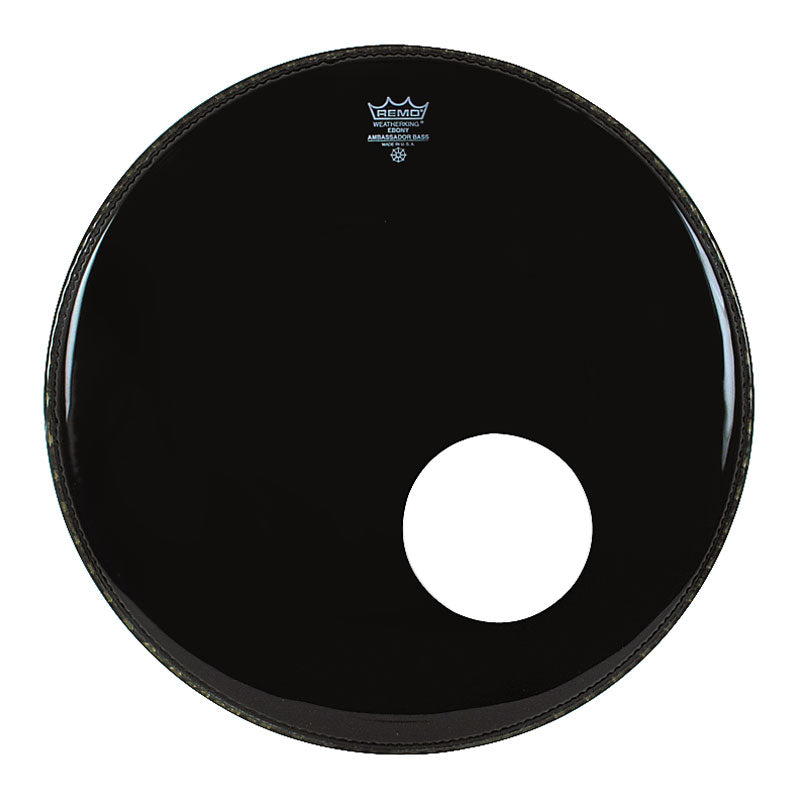 Remo - ES-1022-00-DM 22" Ambassador Ebony Bass Drum Head With 5" Black Dynamo Port #ES-1022-00-DM