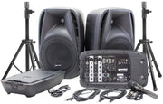 Gemini - Dual 10" Portable Bluetooth System Kit With Microphone And Stands #ES-210MX-BLU-ST