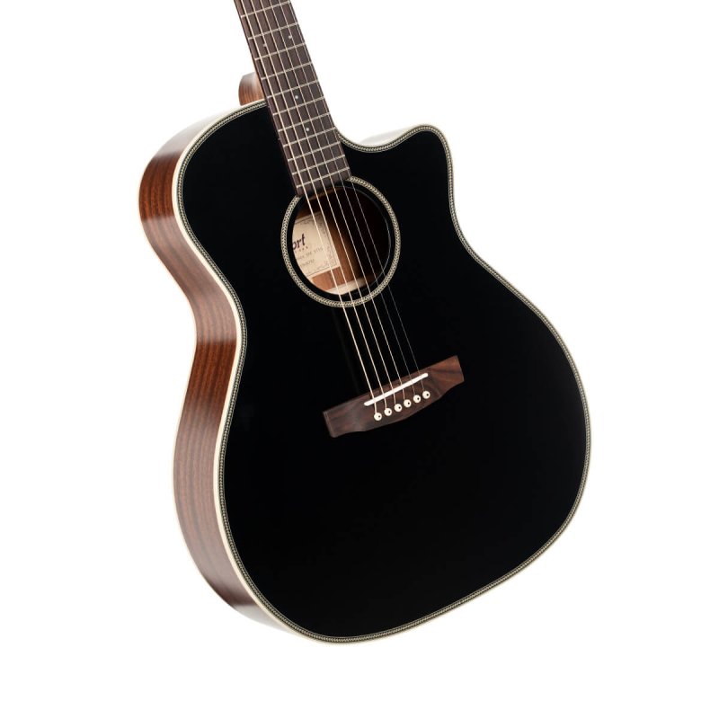Cort - Essence Series Grand Auditorium Acoustic Guitar, Black Top Semi Gloss #ESSENCE-GA4-BTSG
