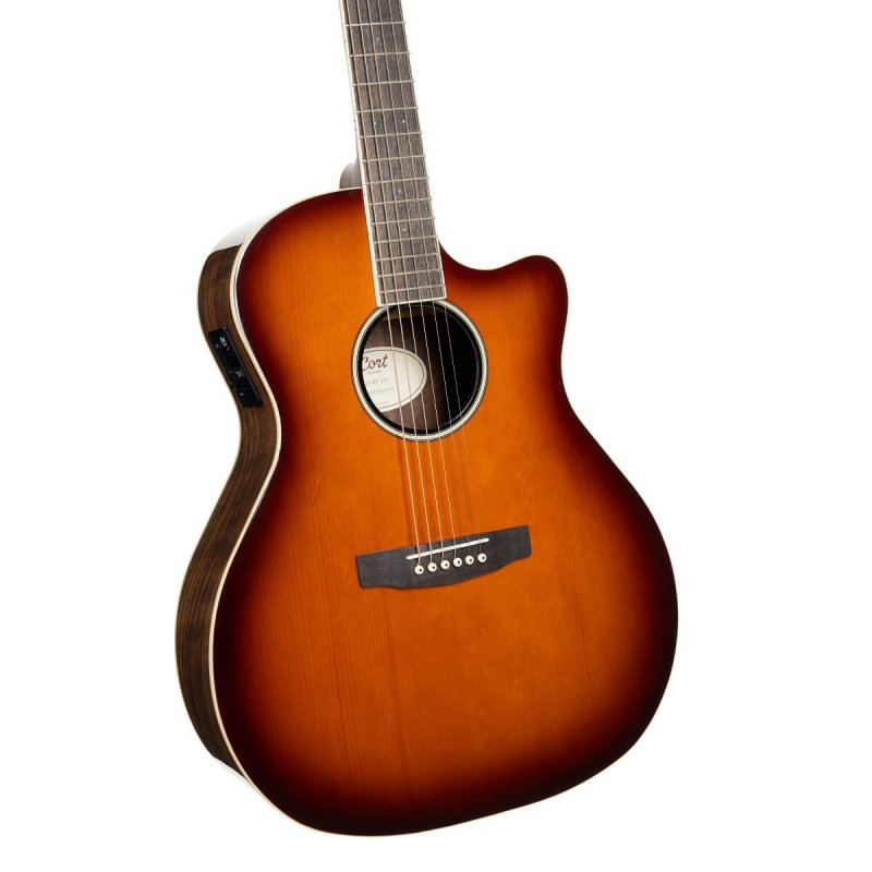 Cort - Performance Acoustic-Electric Guitar with Solid Spruce Top, Walnut Sunburst #EXOTIC-GA-WALNUT-SS