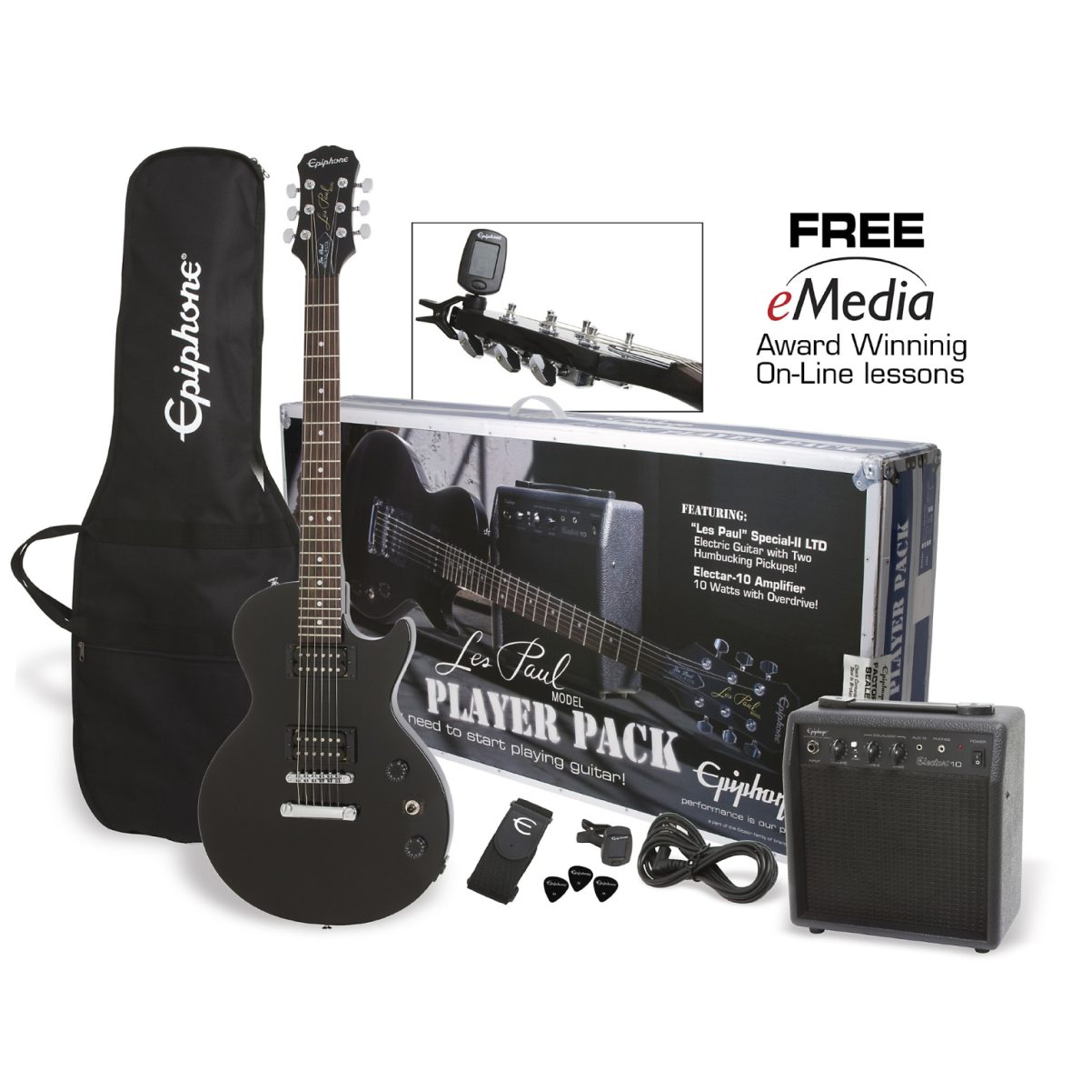 Epiphone Les Paul Special II Player Pack - Black - ELPJEBCHPP
