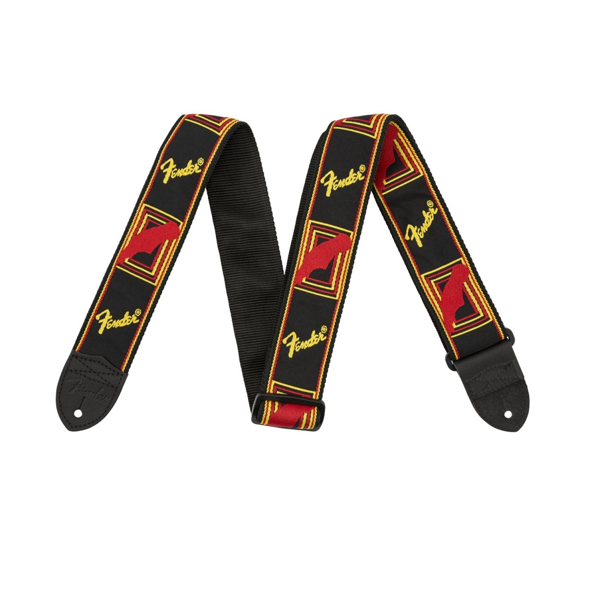 Fender - Monogrammed Strap - Black/Yellow/Red