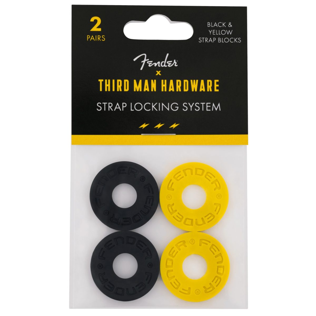 Fender – 4-Pack Strap Blocks - Third Man Hardware Black and Yellow #0990819030