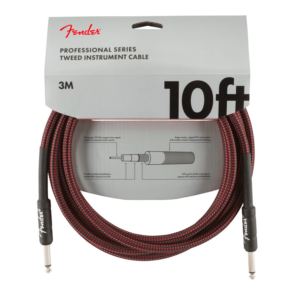 Fender - 10' Red Tweed Professional Instrument Cable #0990820061 — 3