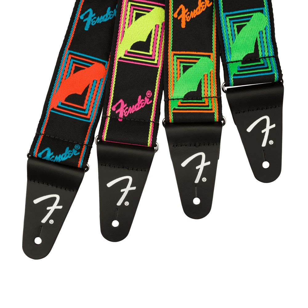Fender Neon Monogrammed Strap Series Leather End