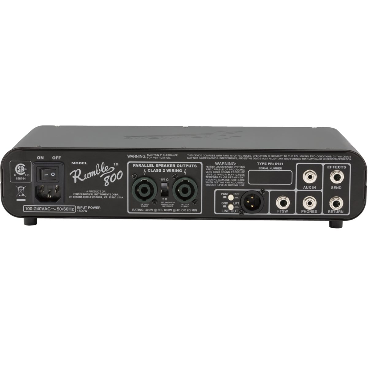Fender - Rumble 800 HD - Bass Head Amp - 2372000000-back