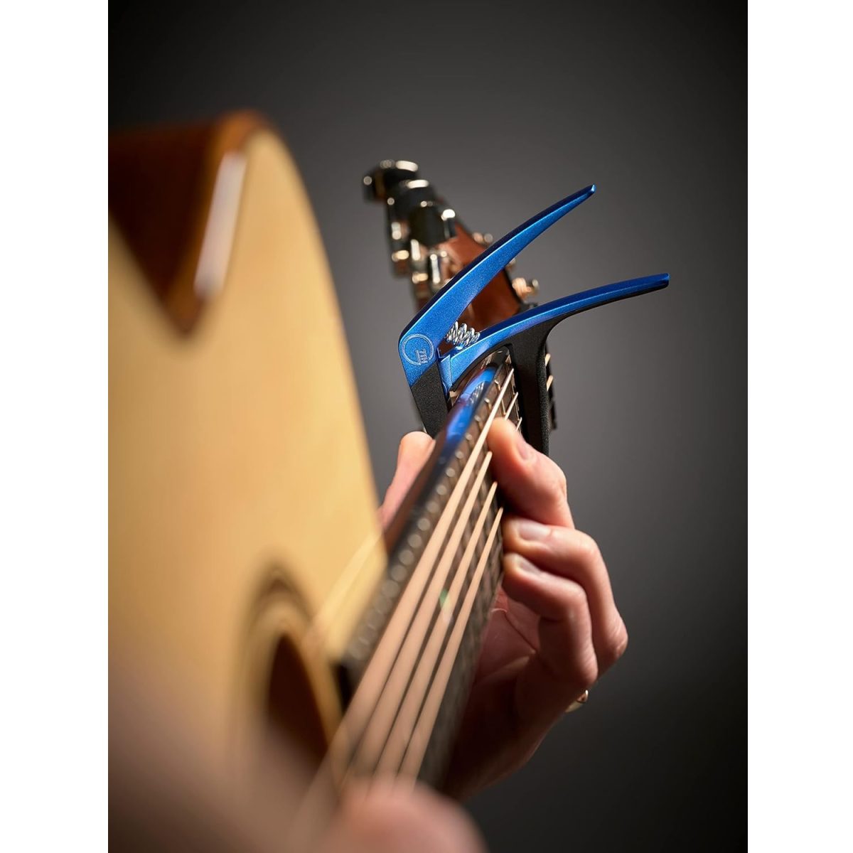 G7TH - Nashville - Steel String Guitar Capo - Blue On Guitar