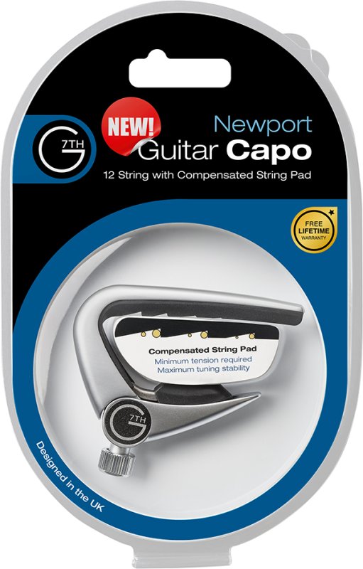 G7 - Newport Guitar Capo, 12 String, silver with compensated string pad #G7NP-12