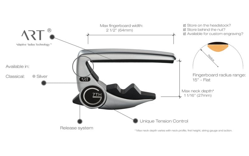 G7 - Performance 3 ART Capo, Classical Silver #G7PT-CLSL