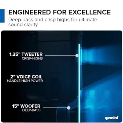 Gemini - GD Series PA 600W Bluetooth Speaker #GD-L215PRO