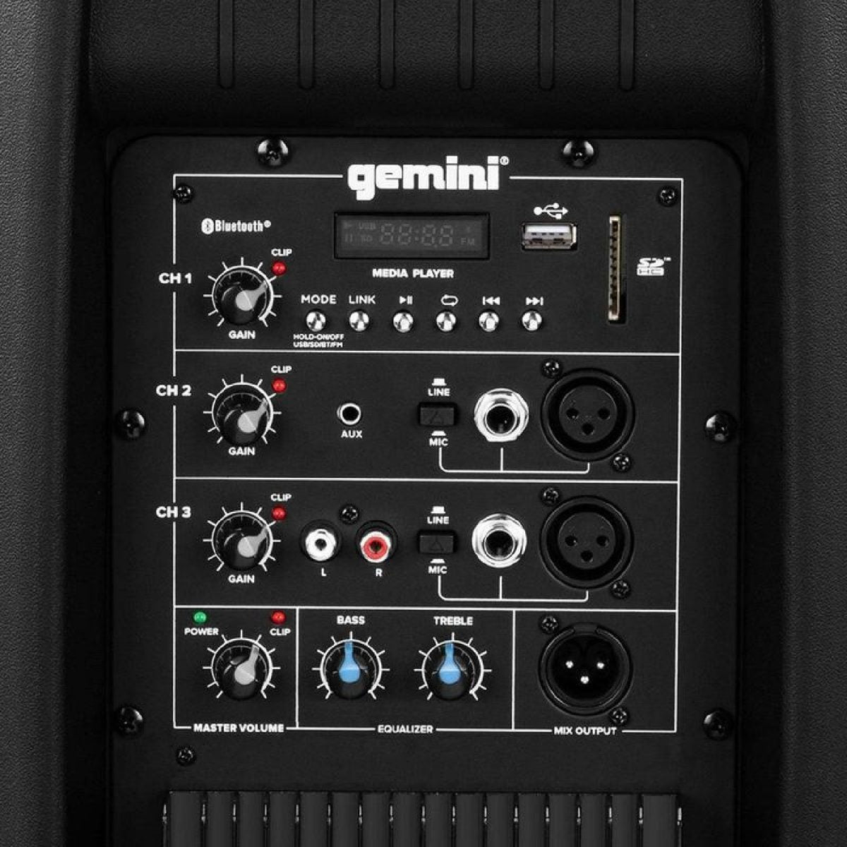 Gemini - AS-2112BT - 1500 Watt Active 12” Bluetooth® Loudspeaker Back Zoom
