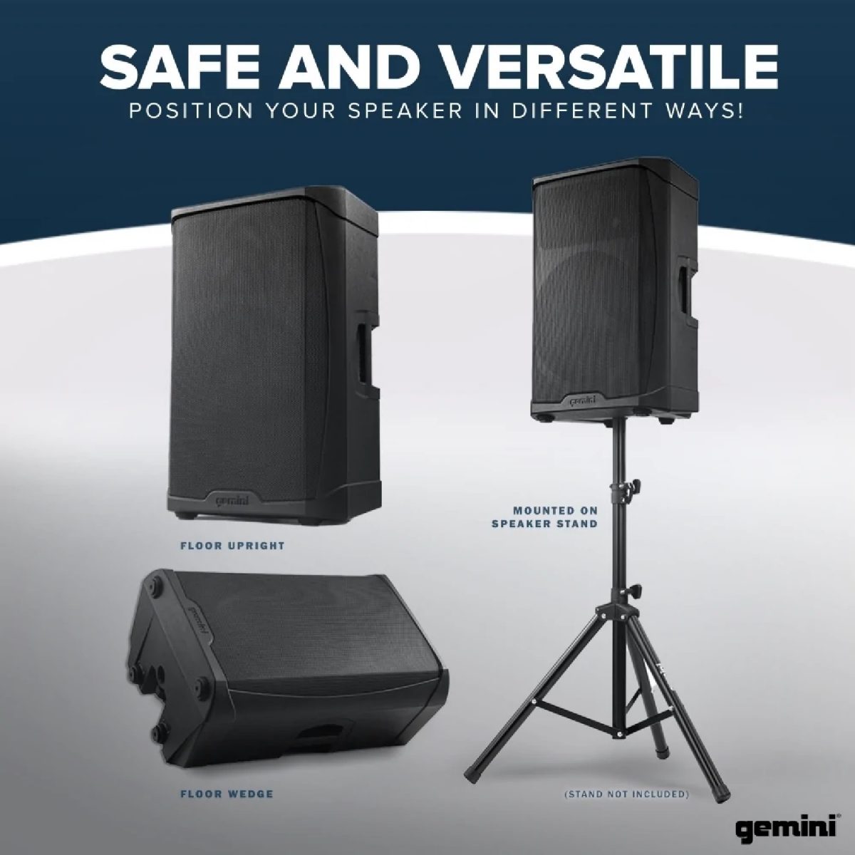 Gemini - GD-115BT - 1000 Watt Class D Bluetooth Speaker Positions