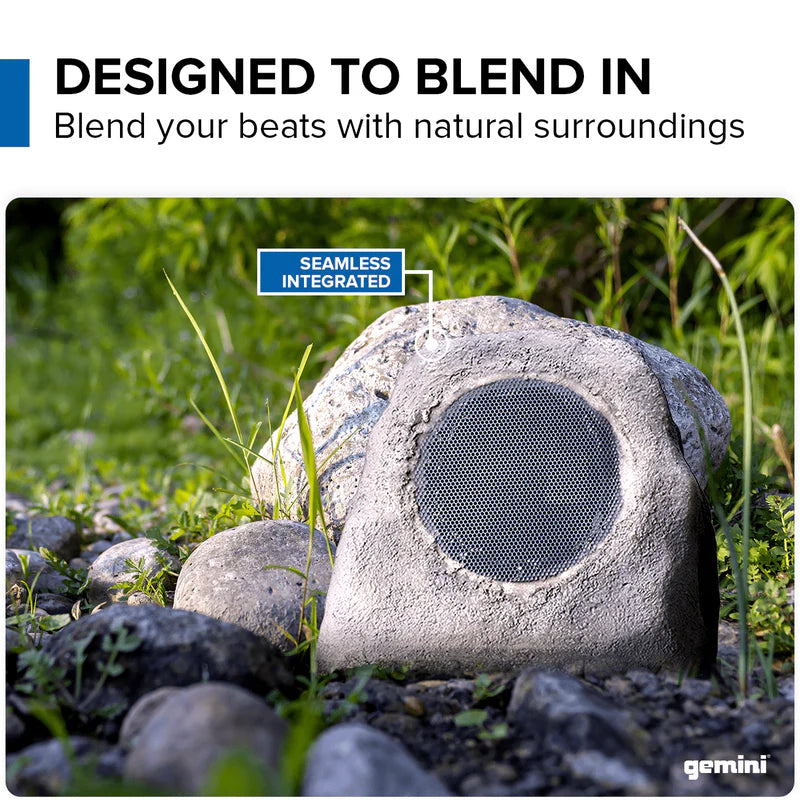 Gemini - Portable Solar Bluetooth Rock Speaker, Weather-Resistant, Multi-Link, Wireless & LED Lighting #GHRK-500LTMS