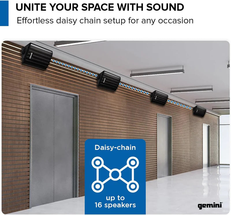 Gemini - 5.25" 150W Powerful Bass Waterproof Bluetooth Wall & Ceiling Mount Wired Speakers (Pair) #GHSI-W525BT-PR-BLK