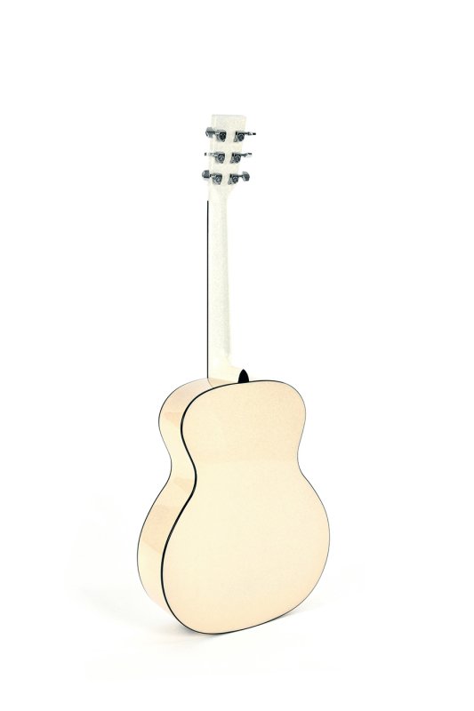 Sigma - Serie 1 Grand OM Acoustique-Électrique Guitar, Polished Gloss Metallic Flake Blanc/Argent #GM-1E-MFW