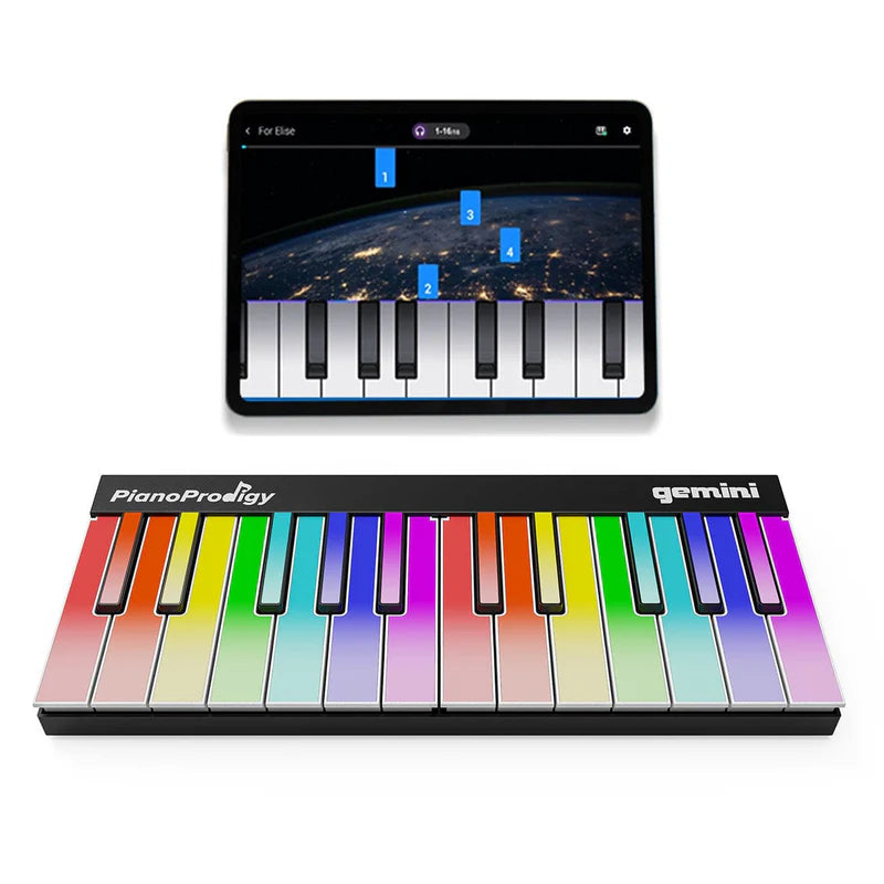 Gemini - 24-Key Smart Wireless Midi Keyboard - Portable Learning Piano With Light-Up Keys #GPP-101