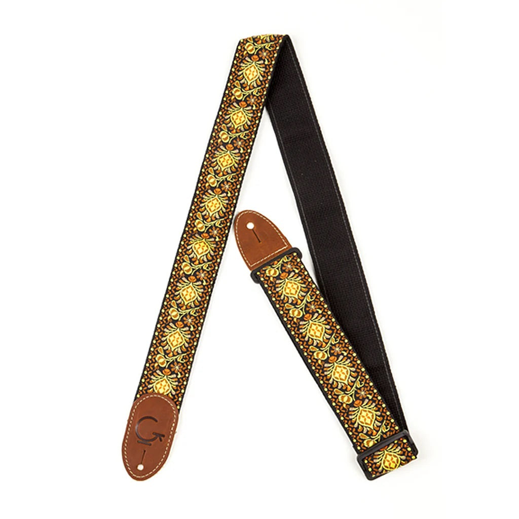 Gretsch - G Brand Yellow/Orange with Brown Ends Guitar Strap #9220060102