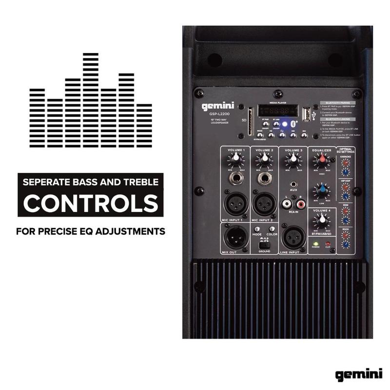 Gemini - High Power Bluetooth Party Speaker With Party Lights, Microphone, And Speaker Stand #GSP-L2200PK