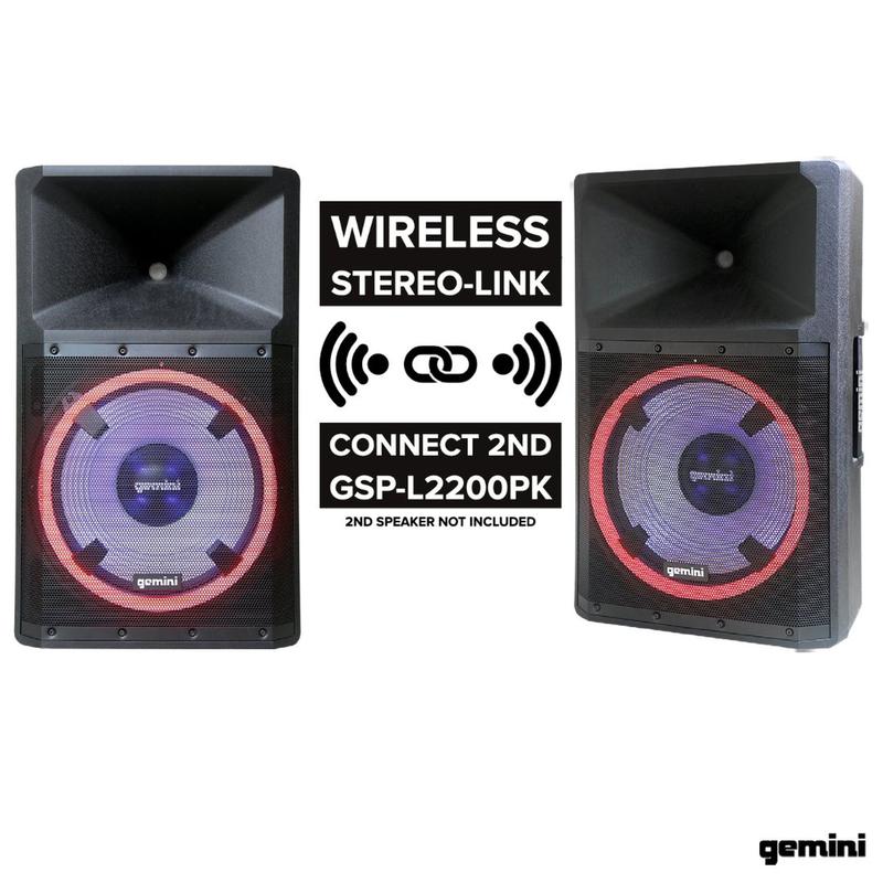 Gemini - High Power Bluetooth Party Speaker With Party Lights, Microphone, And Speaker Stand #GSP-L2200PK
