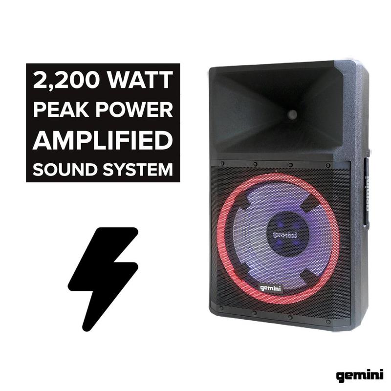 Gemini - High Power Bluetooth Party Speaker With Party Lights, Microphone, And Speaker Stand #GSP-L2200PK