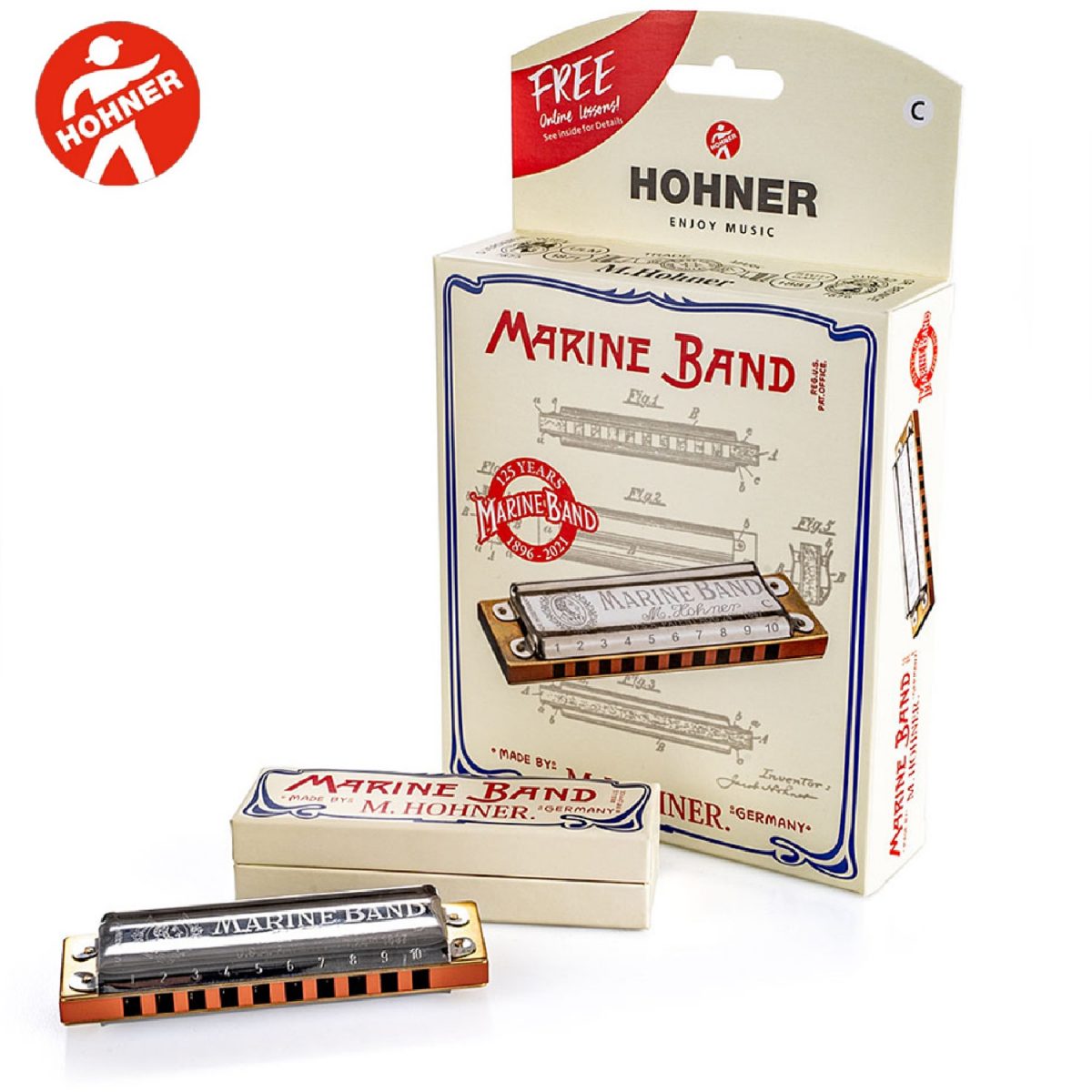 Hohner - M202101X - 125th Anniversary Edition Marine Band 1896 Key of C Harmonica Set