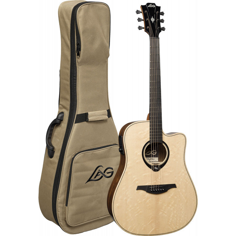 LAG Guitars - LAG HyVibe H2 HV30DCE Dreadnought Smart Guitar Cutaway Gloss with Gigbag #HV30DCE