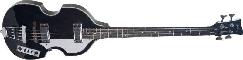 Jay Turser - Violin-Style 4-String Semi-Hollow Body Electric Bass, Black #JTB-510-BK