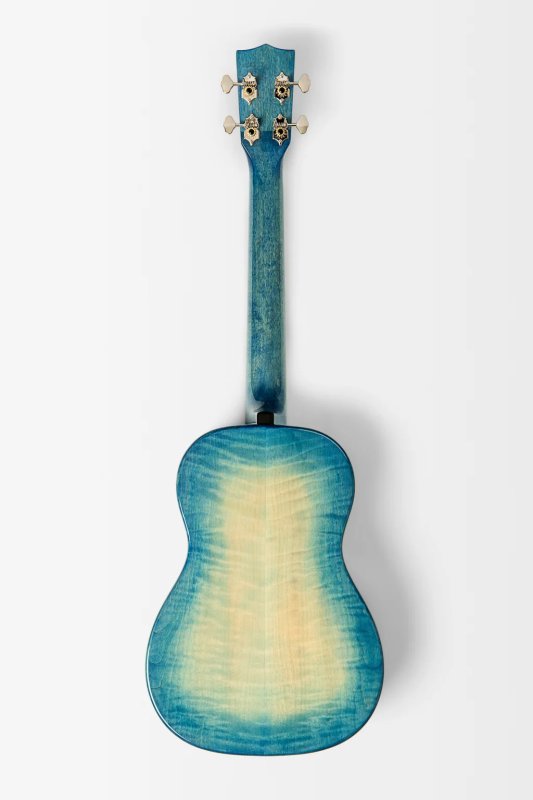 Kala - All Solid Baritone Ukulele with Bag, Blue Flame Maple Waterfall, Gloss #KA-WF-BLU-AFM-B-BAG