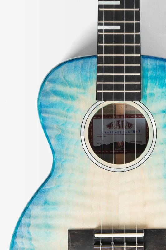 Kala - All Solid Tenor Ukulele with Bag, Blue Flame Maple Waterfall #KA-WF-BLU-AFM-T-BAG