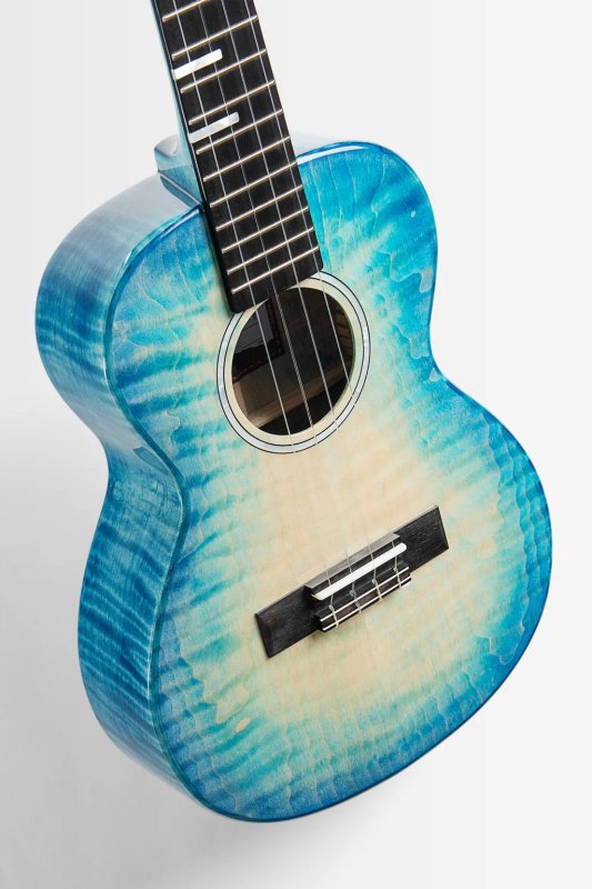 Kala - All Solid Tenor Ukulele with Bag, Blue Flame Maple Waterfall #KA-WF-BLU-AFM-T-BAG