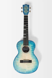 Kala - All Solid Tenor Ukulele with Bag, Blue Flame Maple Waterfall #KA-WF-BLU-AFM-T-BAG