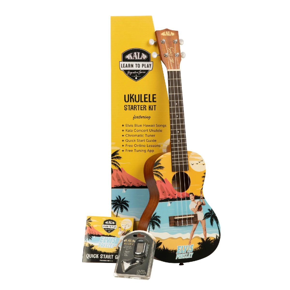 Kala - Elvis Blue Hawaii Concert Ukulele Starter Kit - LTP-C-EBH Pack