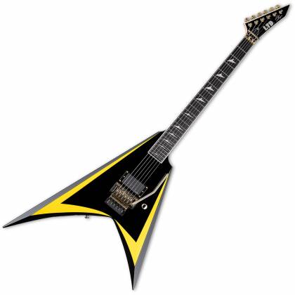 ESP - Alexi Laiho Signature Electric Guitar with Case, Black with Yellow Pinstripe #LALEXIARROWHEADSE