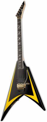 ESP - Alexi Laiho Signature Electric Guitar with Case, Black with Yellow Pinstripe #LALEXIARROWHEADSE