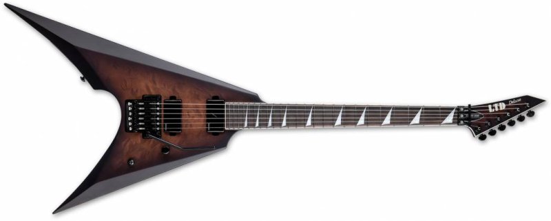 ESP - Arrow-1000 LTD Deluxe V Shape 6-String Electric Guitar, Dark Brown Sunburst Satin #LARROW1000QMDBSBS