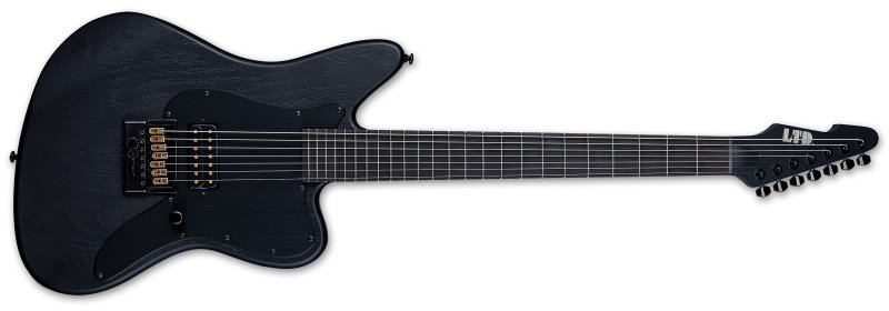 ESP - LTD AW-XJ7 Baritone Evertune Electric Guitar, Black Open Grain Satin #LAWXJ7BETOGBLKS