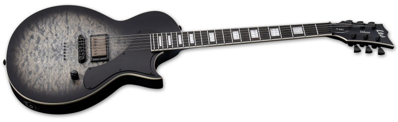 ESP - LTD EC-01FT QM Electric Guitar, Charcoal Burst Satin Teardrop #LEC01FTQMCHBS