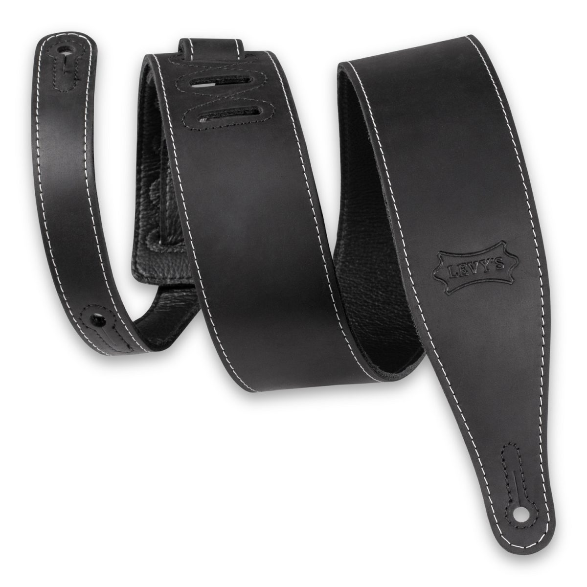 Levy's - 2.5″ Pull-Up Butter Leather Guitar Strap – Black