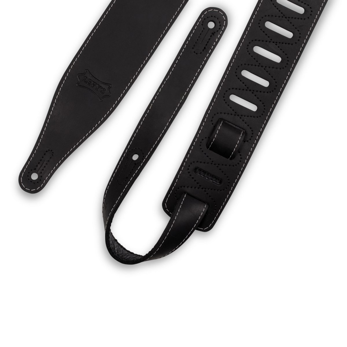 Levy's - 2.5″ Pull-Up Butter Leather Guitar Strap – Black Pin2