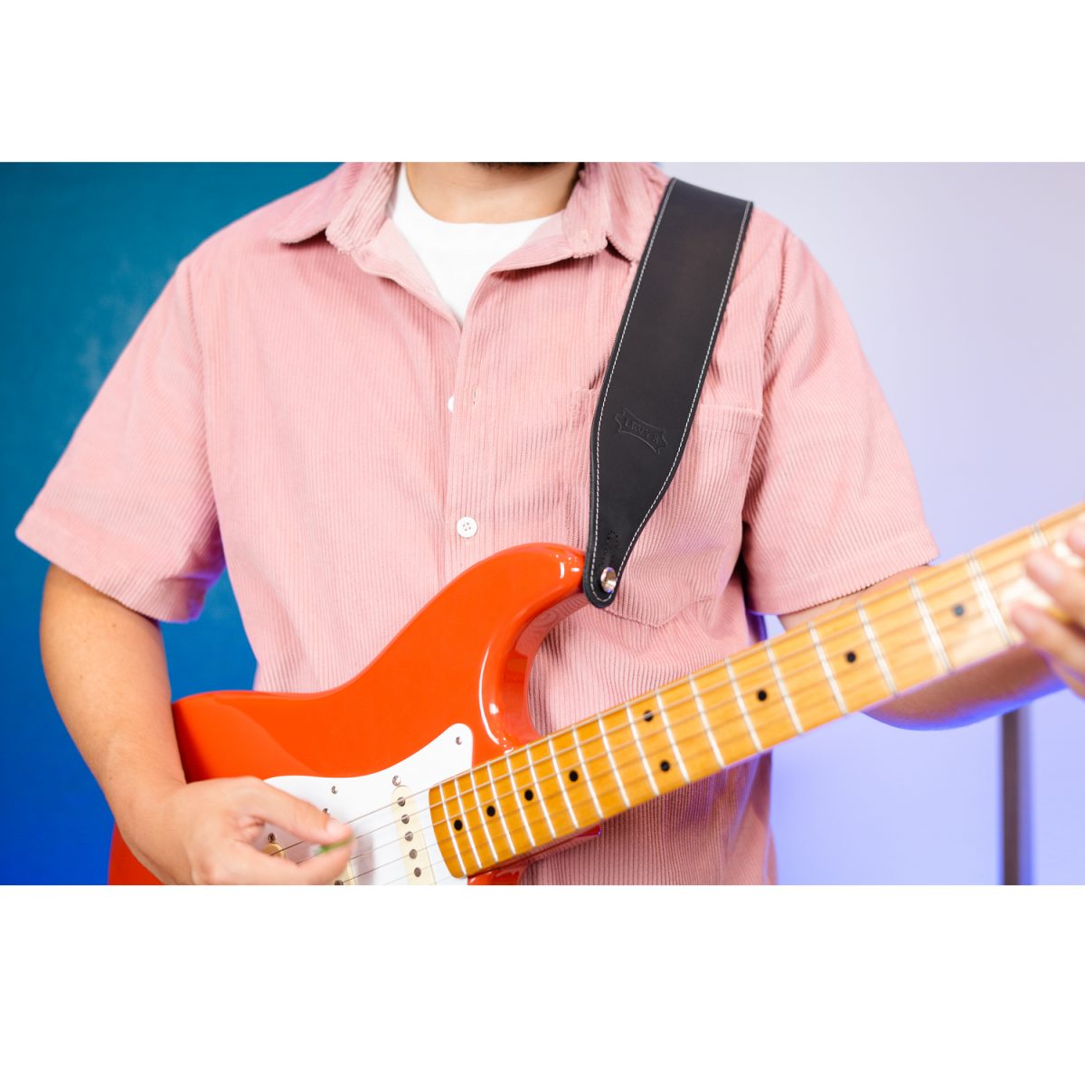 Levy's - 2.5″ Pull-Up Butter Leather Guitar Strap – Black Set
