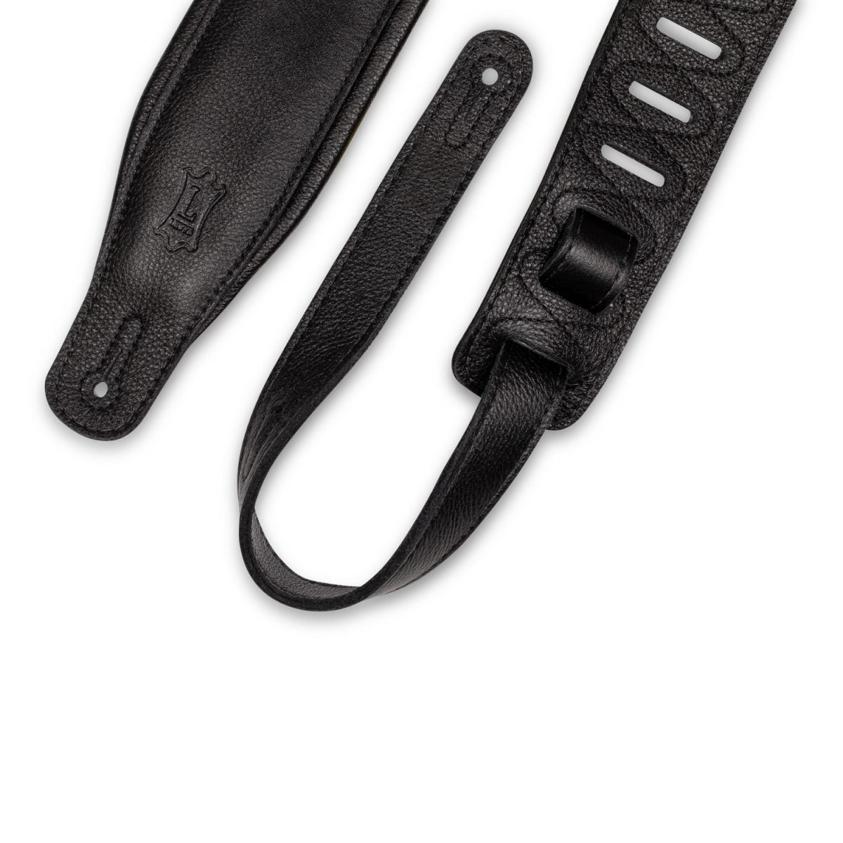 Levy's - 3.25″ Black Garment Leather Guitar Strap Angle