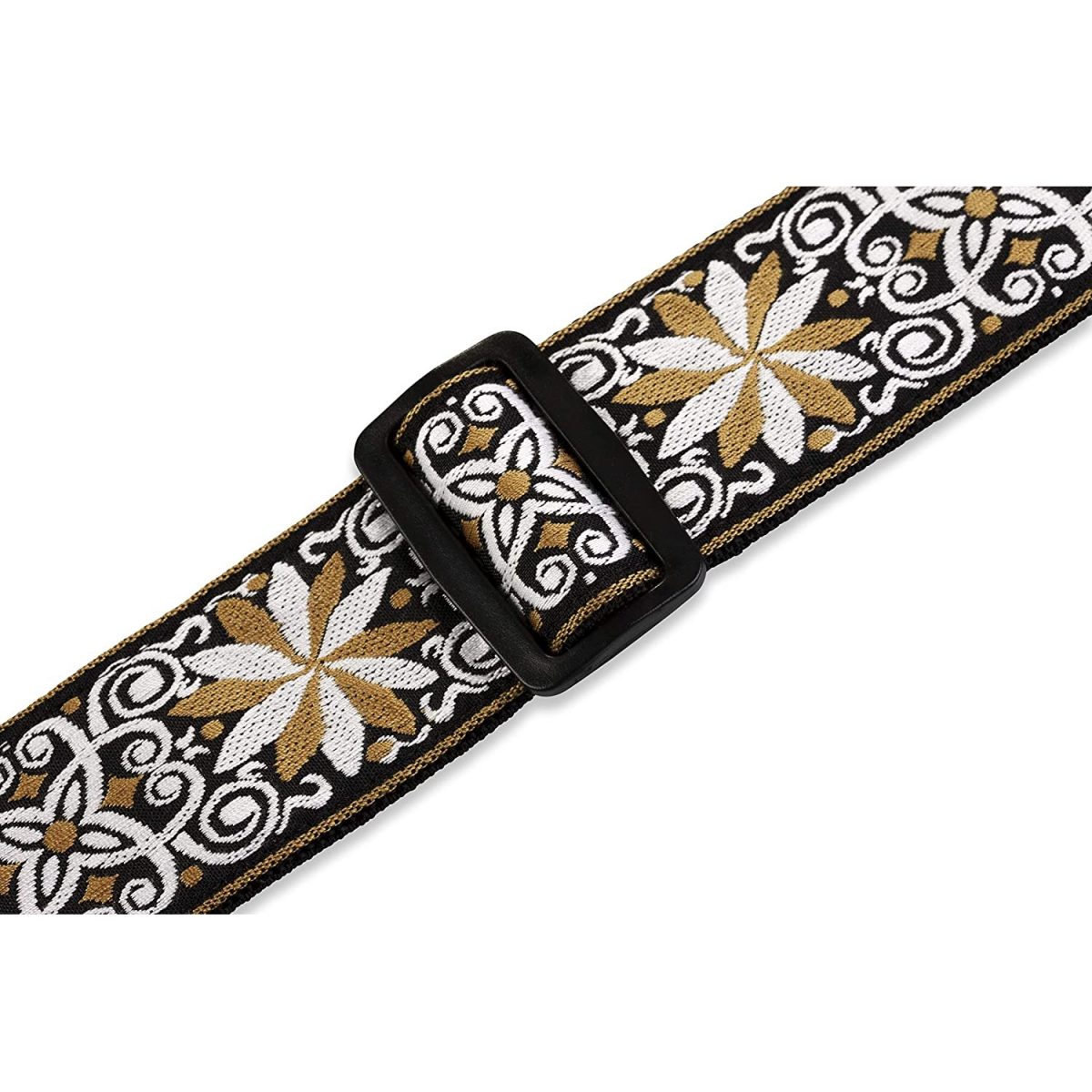 Levy's - 2" 60's Hootenanny Jacquard Weave Guitar Strap - Gold Pattern - M8HT-13 Adjustment